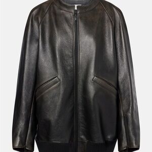 The row kengia leather bomber jacket brown